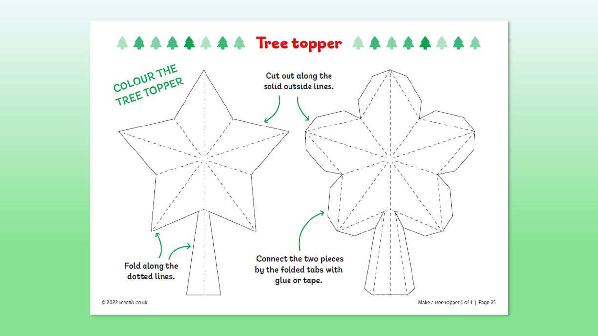 Christmas star tree topper craft activity