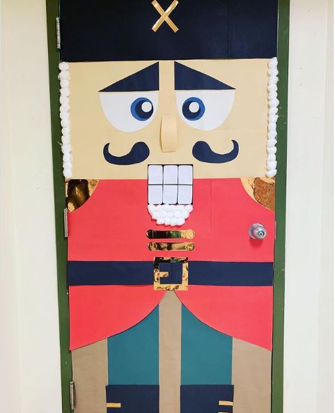 Nutcracker Christmas decoration for a classroom door