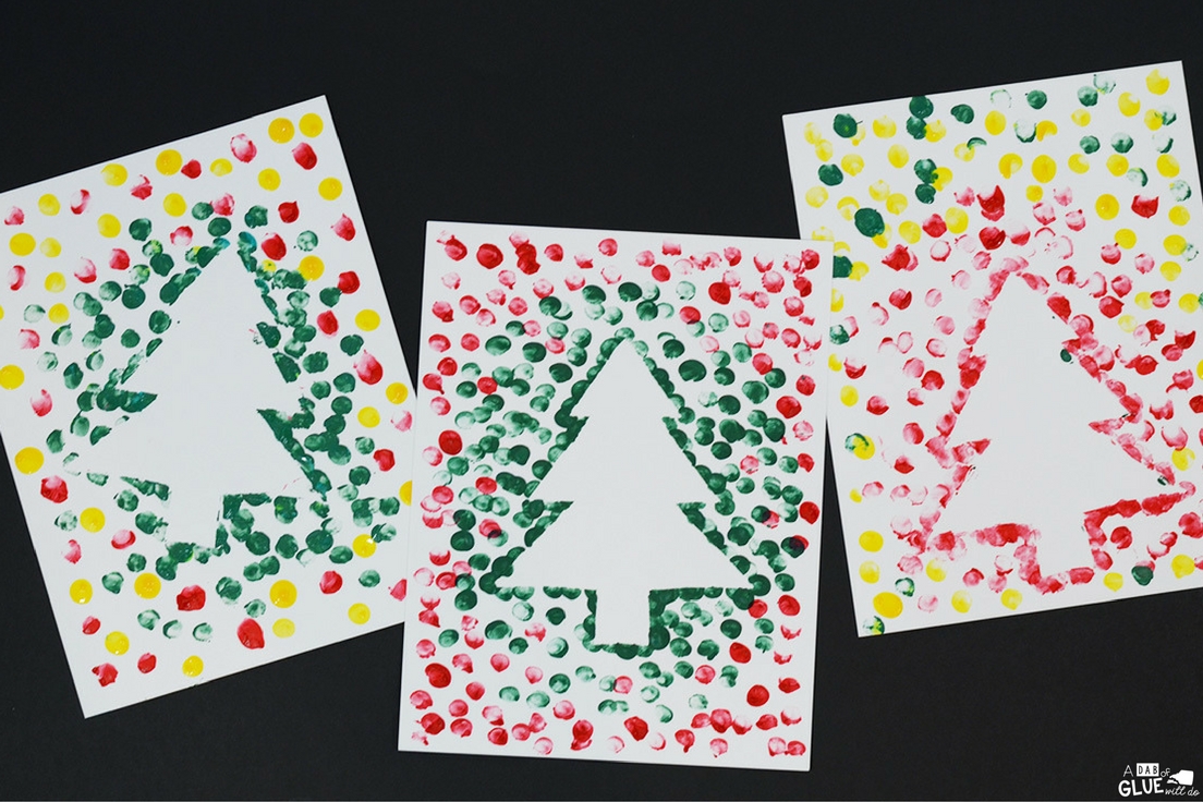 Thumbprint silhouette tree art cards from A Dab of Glue Will Do