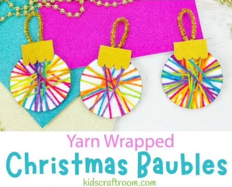 Yarn Wrapped Baubles from Kids Craft Room