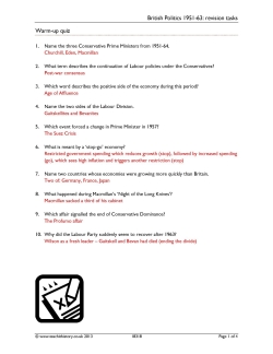 British Politics 1951-63: revision tasks