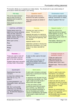 Punctuation writing placemat