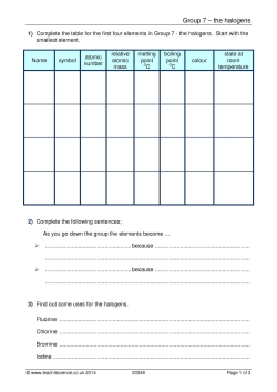 Group 7 – the halogens