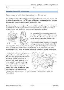 The story of Moses – reading comprehension